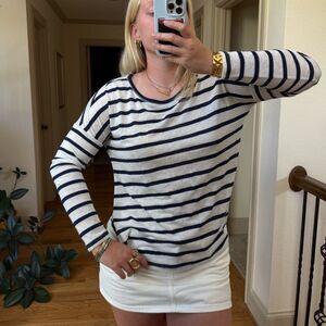 Kiara navy and white striped long sleeve top